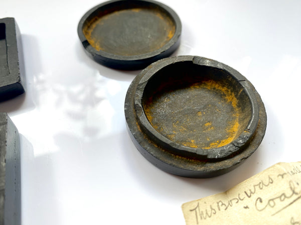 Charming Pair Of Cannel Coal Snuff Boxes With Provenance Of Maker And Date 1817 - Source Vintage