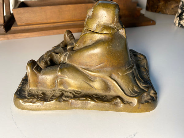 Antique Brass Daniel Lambert Inkwell Once The World’s Largest Recorded Person - Source Vintage