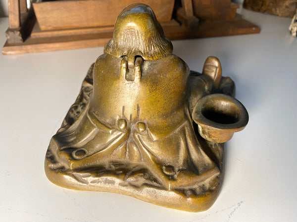Antique Brass Daniel Lambert Inkwell Once The World’s Largest Recorded Person - Source Vintage