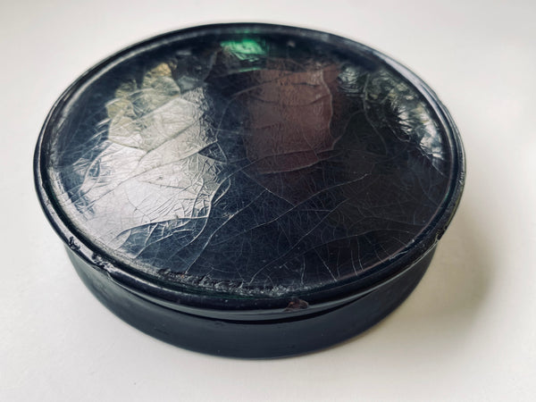 *RESERVED* Grotesque Antique Georgian Papier Mache Snuff Box With Screaming Woman Imagery - Source Vintage