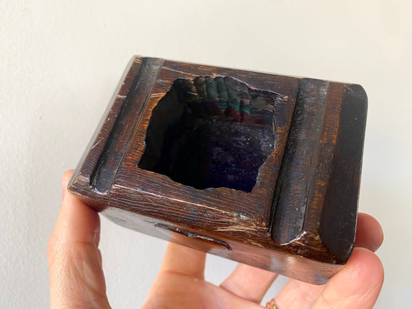 Antique 19th Century Treen Folk Art Love Token Inkwell Carved From Single Piece Of Wood - Source Vintage