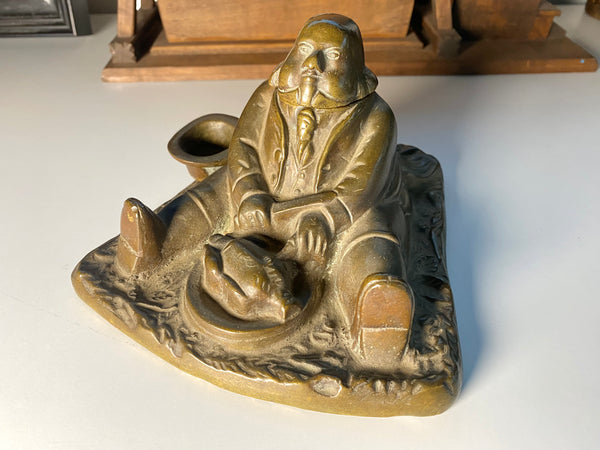 Antique Brass Daniel Lambert Inkwell Once The World’s Largest Recorded Person - Source Vintage
