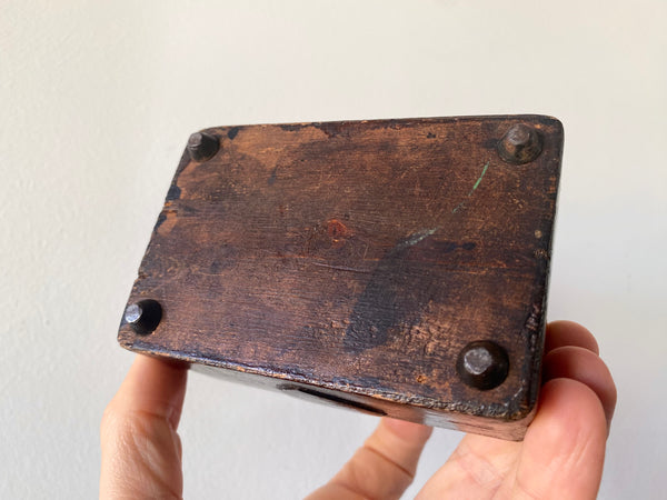 Antique 19th Century Treen Folk Art Love Token Inkwell Carved From Single Piece Of Wood - Source Vintage