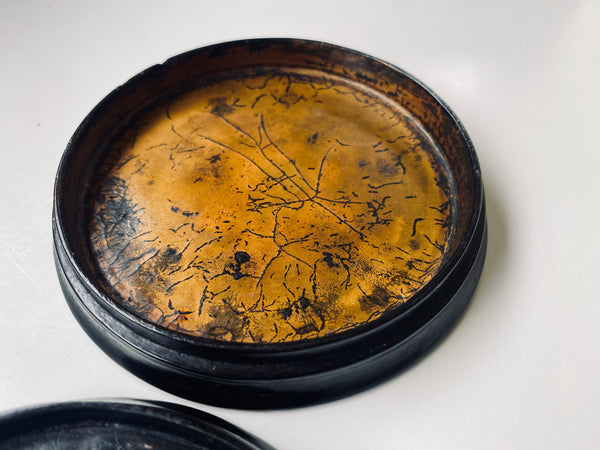 *RESERVED* Grotesque Antique Georgian Papier Mache Snuff Box With Screaming Woman Imagery - Source Vintage