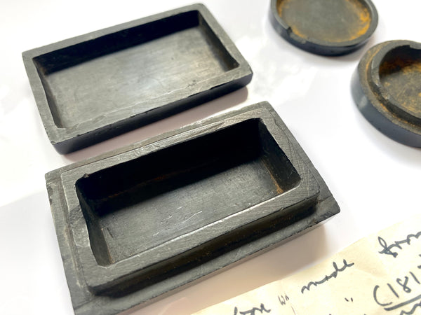 Charming Pair Of Cannel Coal Snuff Boxes With Provenance Of Maker And Date 1817 - Source Vintage