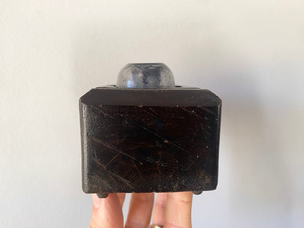 Antique 19th Century Treen Folk Art Love Token Inkwell Carved From Single Piece Of Wood - Source Vintage