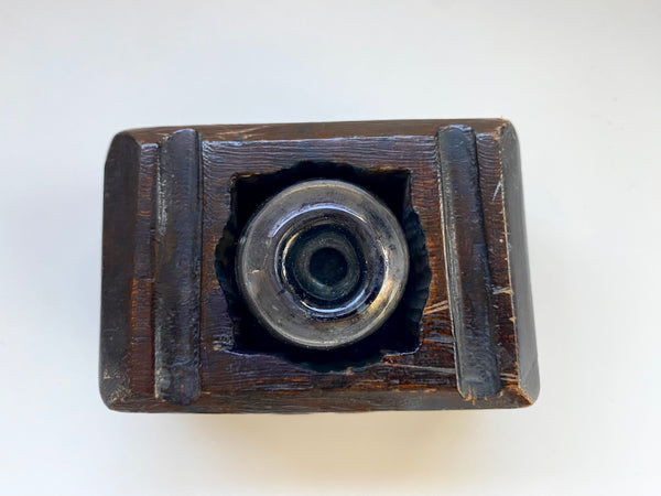 Antique 19th Century Treen Folk Art Love Token Inkwell Carved From Single Piece Of Wood - Source Vintage