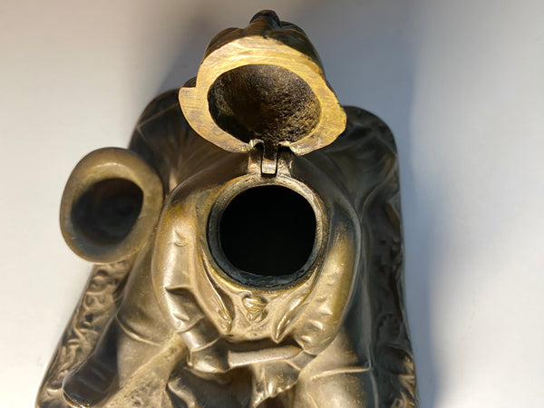 Antique Brass Daniel Lambert Inkwell Once The World’s Largest Recorded Person - Source Vintage