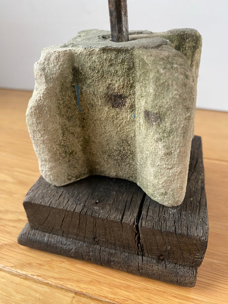 Rare Antique Limestone Fragment From A Window Or Door Reveal With Pentagram Witches Mark Engraving - Source Vintage