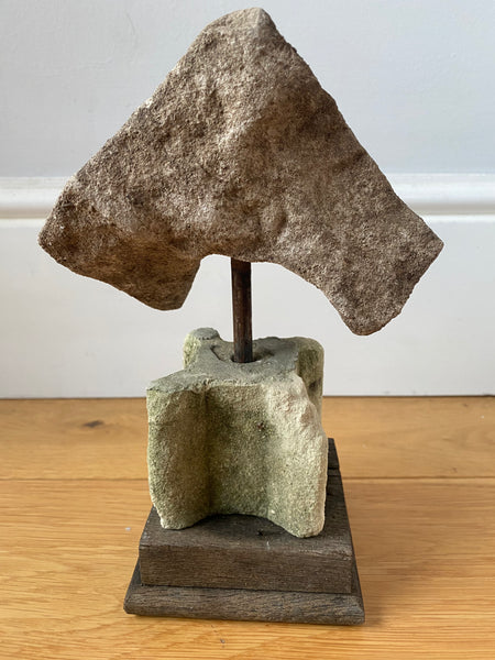 Rare Antique Limestone Fragment From A Window Or Door Reveal With Pentagram Witches Mark Engraving - Source Vintage