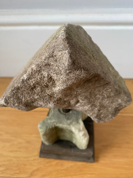 Rare Antique Limestone Fragment From A Window Or Door Reveal With Pentagram Witches Mark Engraving - Source Vintage