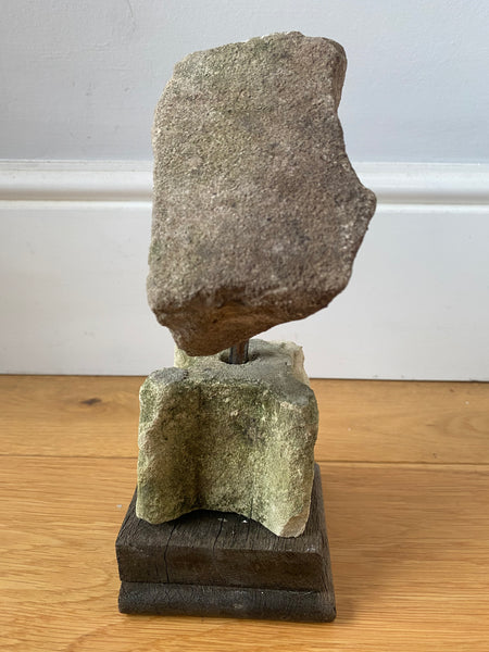Rare Antique Limestone Fragment From A Window Or Door Reveal With Pentagram Witches Mark Engraving - Source Vintage
