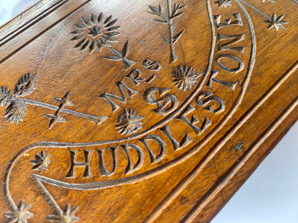 Antique 19th Century Scratch Built Folk Art Secret Book Box ‘Mrs S Huddlestone’ - Source Vintage