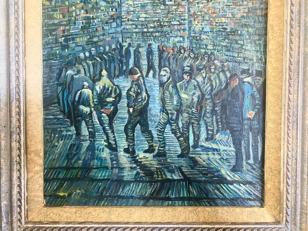 Vintage Oil On Board Reproduction Painting Of Van Gogh’s ‘Prisoners Exercising’ - Source Vintage