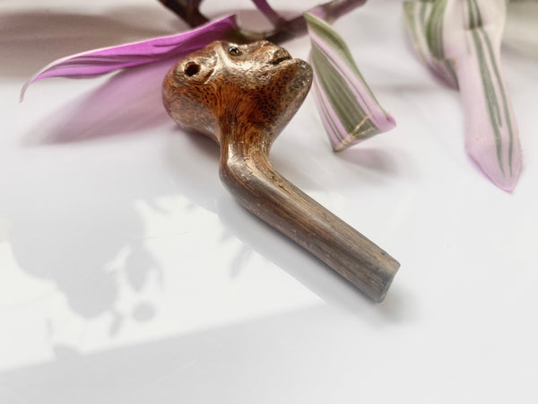 Antique 19th Century Carved Fruitwood Folk Art Novelty Pipe Tamper - Source Vintage