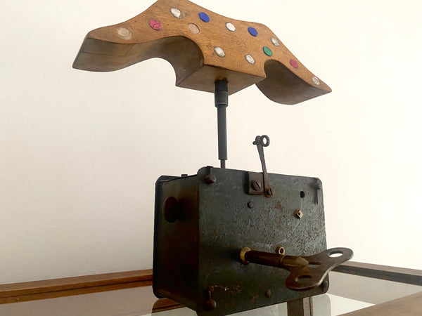 Rare Unusual Antique Scratch Built Folk Art Wind-Up Bird Scarer - Source Vintage