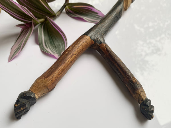Rare Antique Folk Art Slingshot Handle Carved Into The Form Of A Man c.1900 - Source Vintage