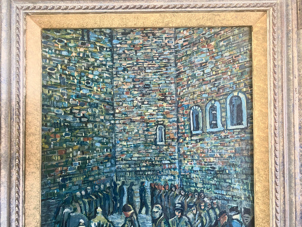 Vintage Oil On Board Reproduction Painting Of Van Gogh’s ‘Prisoners Exercising’ - Source Vintage