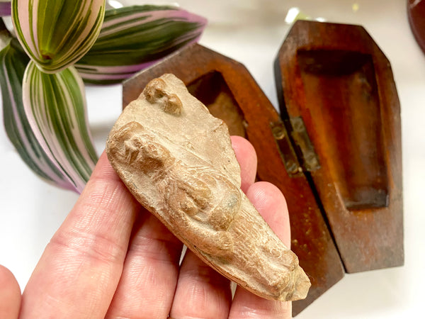 Rare Antique Memento Mori Coffin Containing Ancient Relic From Babylon Likely The Goddess Ishtar 2000BC-1750BC - Source Vintage