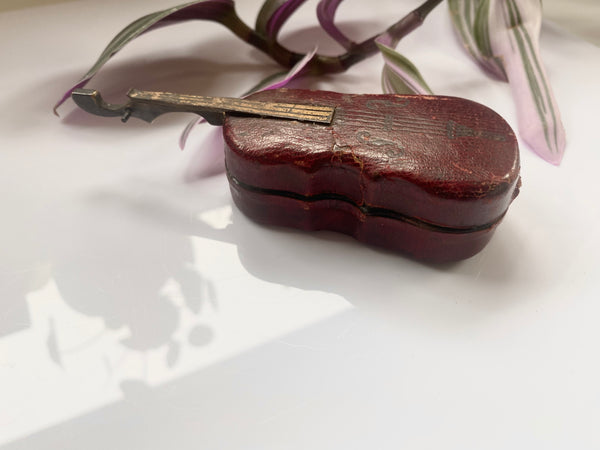 Rare Antique 19th Century Novelty Travelling Inkwell In The Form Of A Cello - Source Vintage