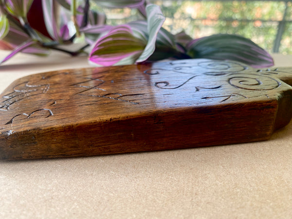 Rare Georgian Treen Washing Paddle With Symbols Of Love Dated 1794 - Source Vintage