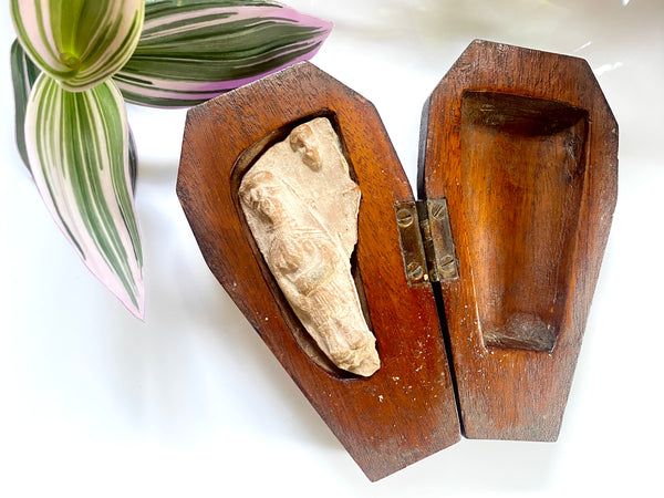 Rare Antique Memento Mori Coffin Containing Ancient Relic From Babylon Likely The Goddess Ishtar 2000BC-1750BC - Source Vintage