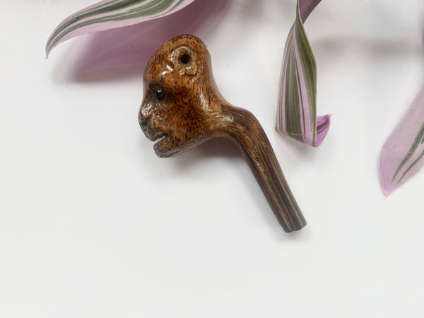 Antique 19th Century Carved Fruitwood Folk Art Novelty Pipe Tamper - Source Vintage