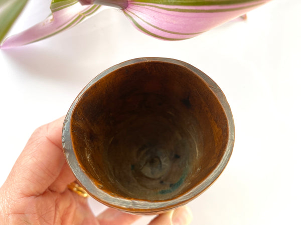 Unusual Antique Carved Treen Folk Art Love Token Beaker - Source Vintage