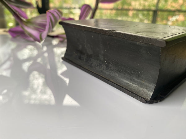 Antique Victorian Carved Welsh Slate Book Initialled & Dated 1862 - Source Vintage