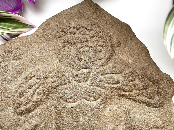 A Crude And Highly Naive Carved Antique Stone Stela Fragment, Reputedly Salvaged From A Church Wall In Derbyshire - Source Vintage