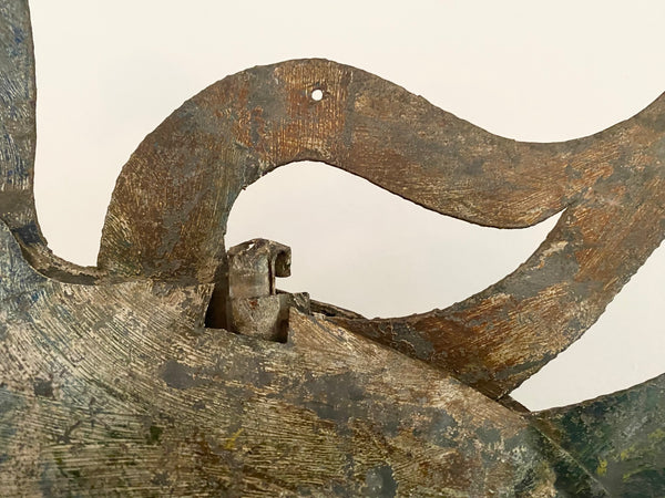 *RESERVED* Antique Folk Art Metal Bird Weathervane Mounted On Oak Base c.1900s - Source Vintage