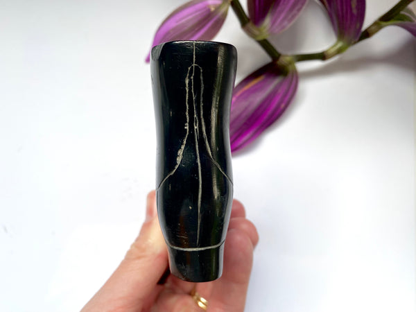 A Charming Antique 19th Century Folk Art Carved Cannel Coal Boot Ornament - Source Vintage