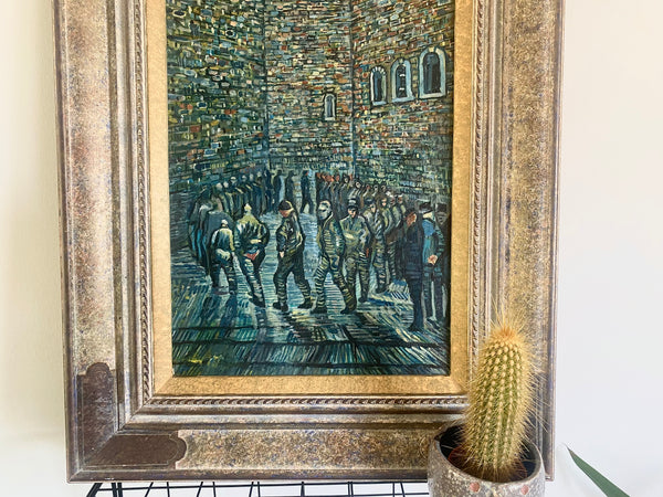 Vintage Oil On Board Reproduction Painting Of Van Gogh’s ‘Prisoners Exercising’ - Source Vintage