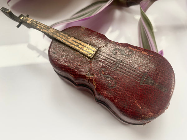 Rare Antique 19th Century Novelty Travelling Inkwell In The Form Of A Cello - Source Vintage