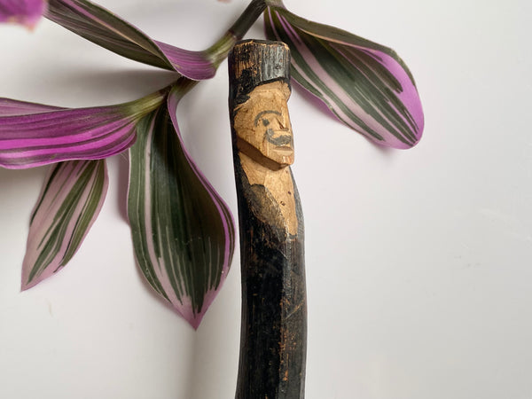Rare Antique Folk Art Slingshot Handle Carved Into The Form Of A Man c.1900 - Source Vintage
