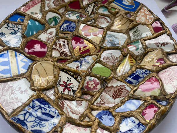 Antique 19th Century Folk Art Pique Assiette Mosaic Plate c.1890 - Source Vintage