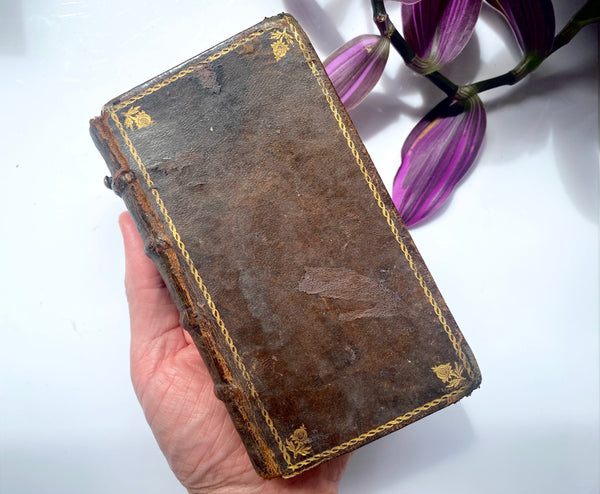 A Mysterious Antique 17th Century Spy Book With Secret Covert Device Wired Within & Button To The Spine - Source Vintage