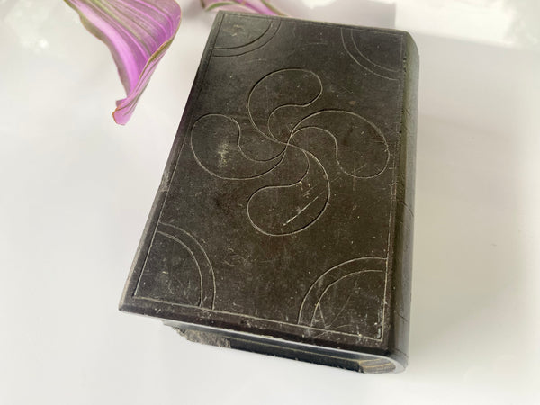 Antique Victorian Carved Welsh Slate Book Initialled & Dated 1862 - Source Vintage