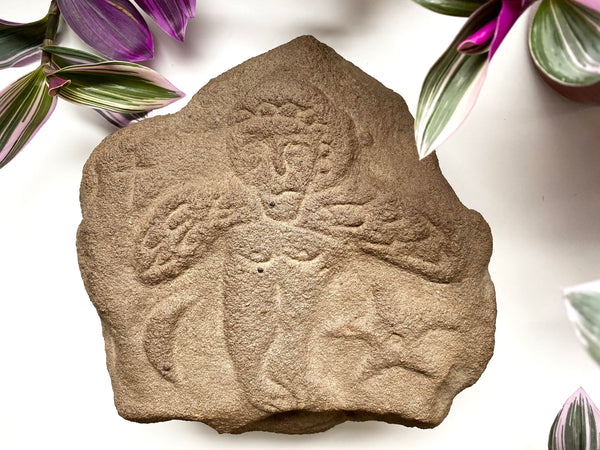 A Crude And Highly Naive Carved Antique Stone Stela Fragment, Reputedly Salvaged From A Church Wall In Derbyshire - Source Vintage