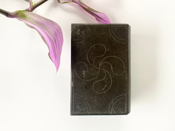Antique Victorian Carved Welsh Slate Book Initialled & Dated 1862 - Source Vintage