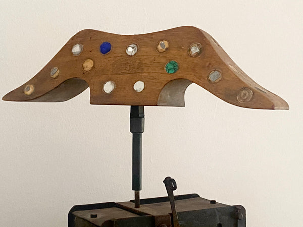 Rare Unusual Antique Scratch Built Folk Art Wind-Up Bird Scarer - Source Vintage