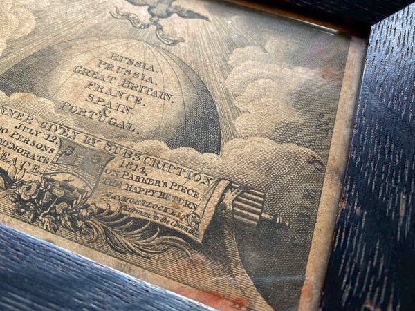 A Very Rare Framed Invitation To Peace Festival To Mark End Of Napoleonic Wars Dated 1814 - Source Vintage
