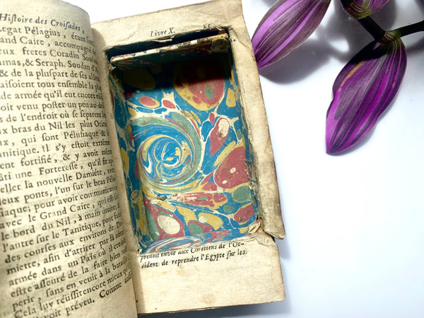 A Mysterious Antique 17th Century Spy Book With Secret Covert Device Wired Within & Button To The Spine - Source Vintage