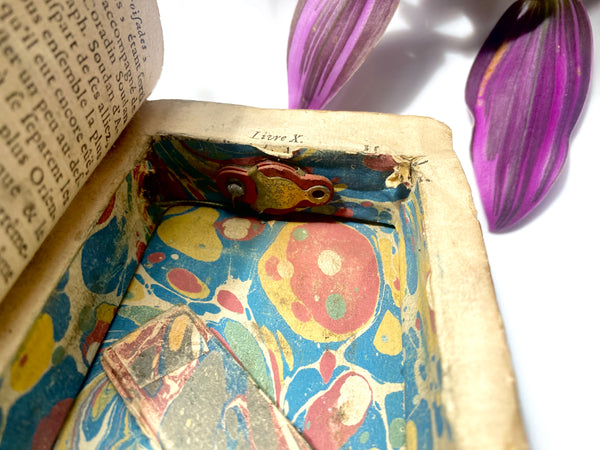 A Mysterious Antique 17th Century Spy Book With Secret Covert Device Wired Within & Button To The Spine - Source Vintage