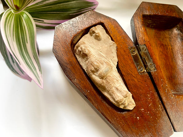Rare Antique Memento Mori Coffin Containing Ancient Relic From Babylon Likely The Goddess Ishtar 2000BC-1750BC - Source Vintage