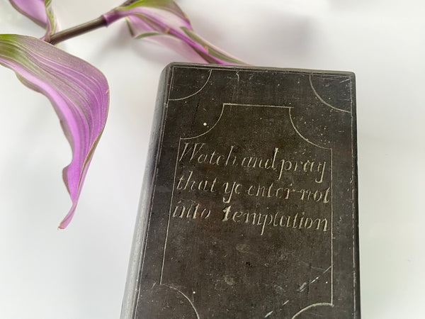 Antique Victorian Carved Welsh Slate Book Initialled & Dated 1862 - Source Vintage