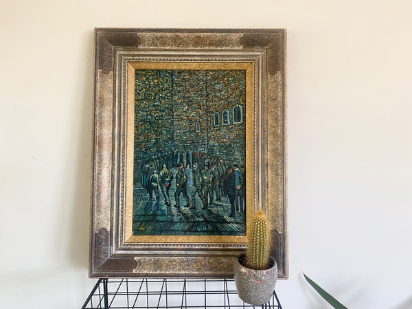 Vintage Oil On Board Reproduction Painting Of Van Gogh’s ‘Prisoners Exercising’ - Source Vintage