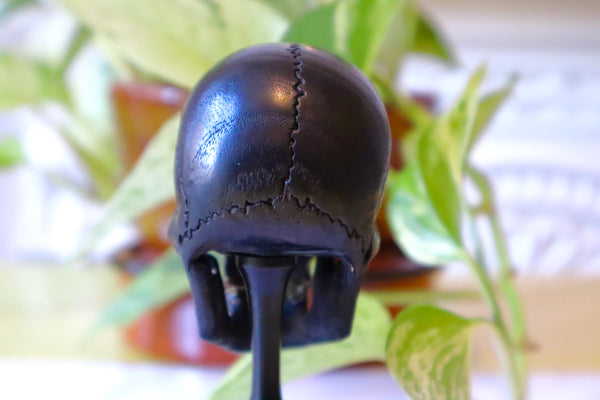 Rare Antique 19th Century Carved Ebony Memento Mori Skull c.1880 - Source Vintage