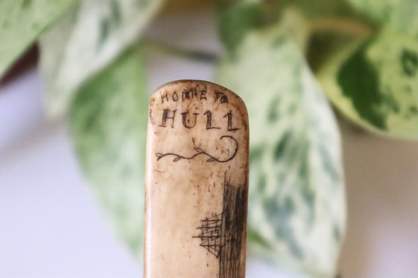 Antique 19th Century Sailor Carved Scrimshaw Sweetheart Love Token Busk ‘Home To Hull’ - Source Vintage