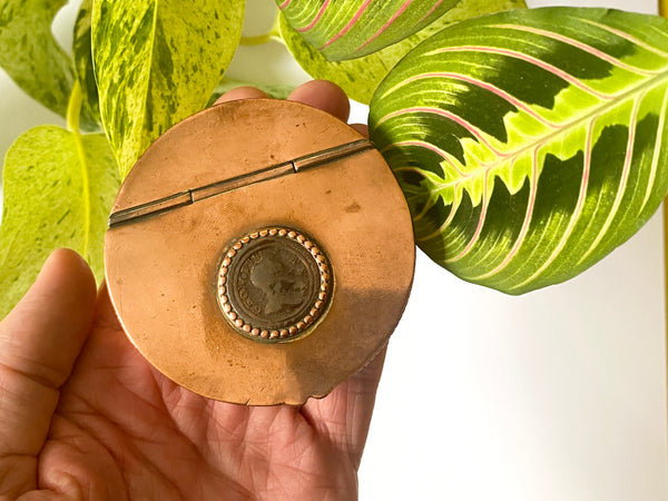 Antique 18th/19th Century Trench Art Snuff Box With George III Coin & Love Poem - Source Vintage